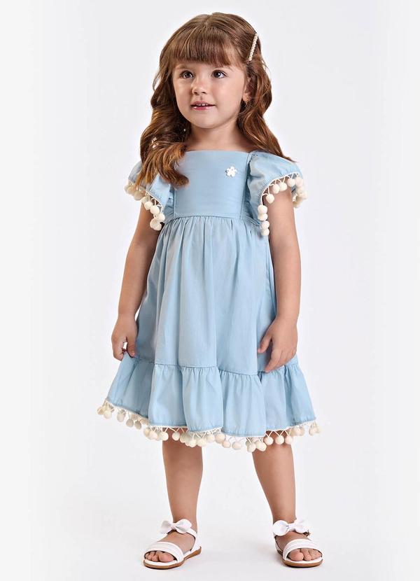 Vestido Verão Menina Midi com Plaquinha Azul