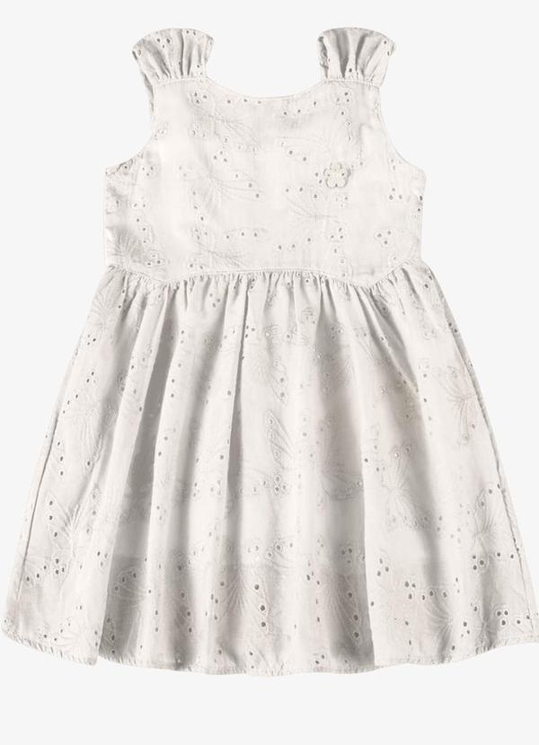 Vestido Verão Menina Midi com Plaquinha Bege