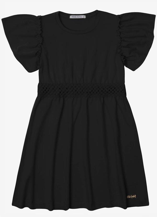 Vestido Verão Menina Midi com Plaquinha Preto