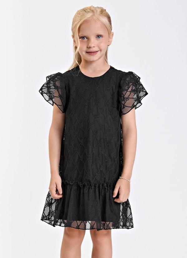 Vestido Verão Menina Midi com Plaquinha Preto