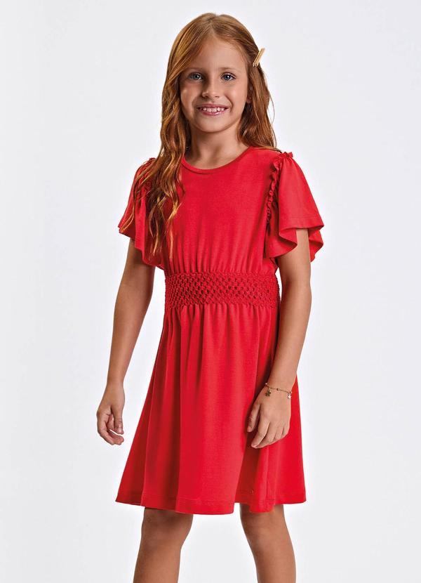 Vestido Verão Menina Midi com Plaquinha Vermelho