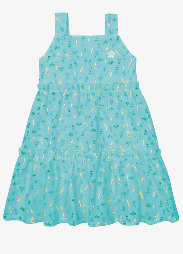 Vestido Verão Menina Midi Estampado Azul