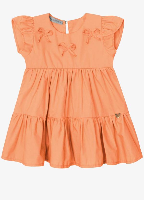Vestido Verão Menina Midi Manga Tulipa Laranja