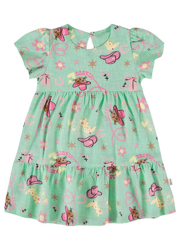 Vestido Verde Água Evasê Country Menina