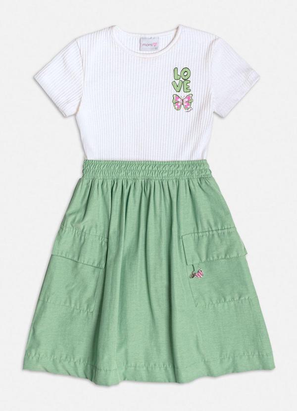 Vestido Verde com Bolso Cargo Branco