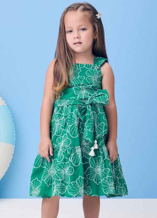 Vestido Verde de Laise com Bordado