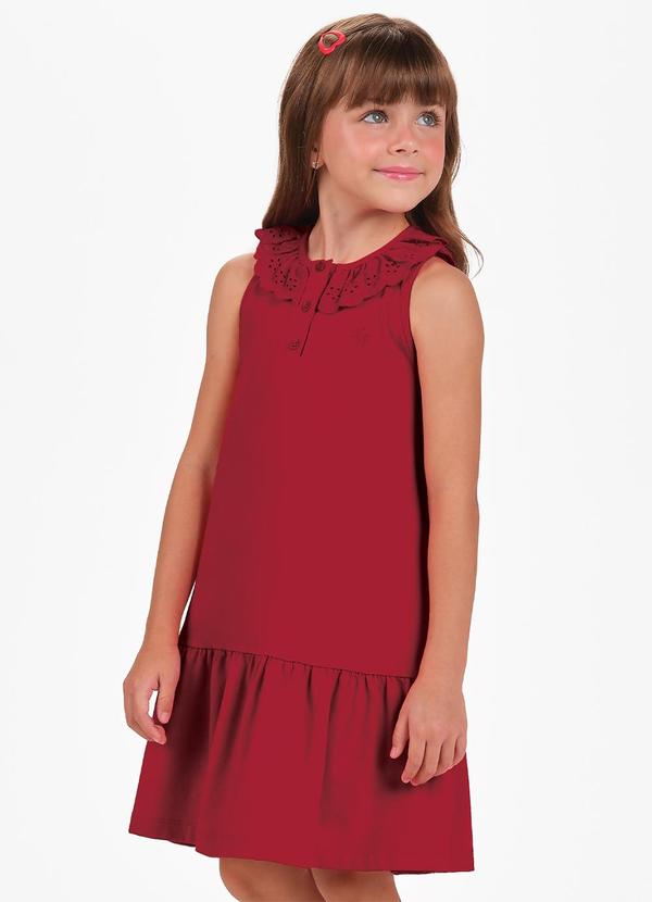 Vestido Regata Babados na Gola Vermelho