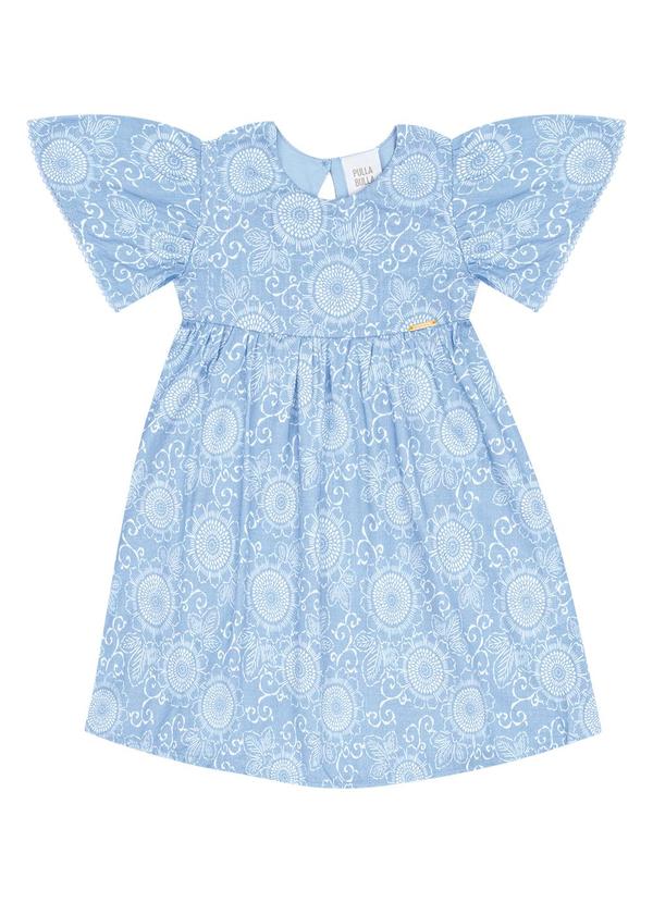 Vista 2 Vestido Viscose e Meia Malha Azul Pulla Bulla Pulla Bulla