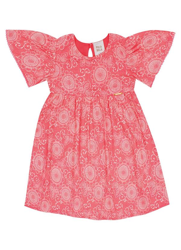 Vista 2 Vestido Viscose e Meia Malha Vermelho Pulla Bulla Pulla Bulla