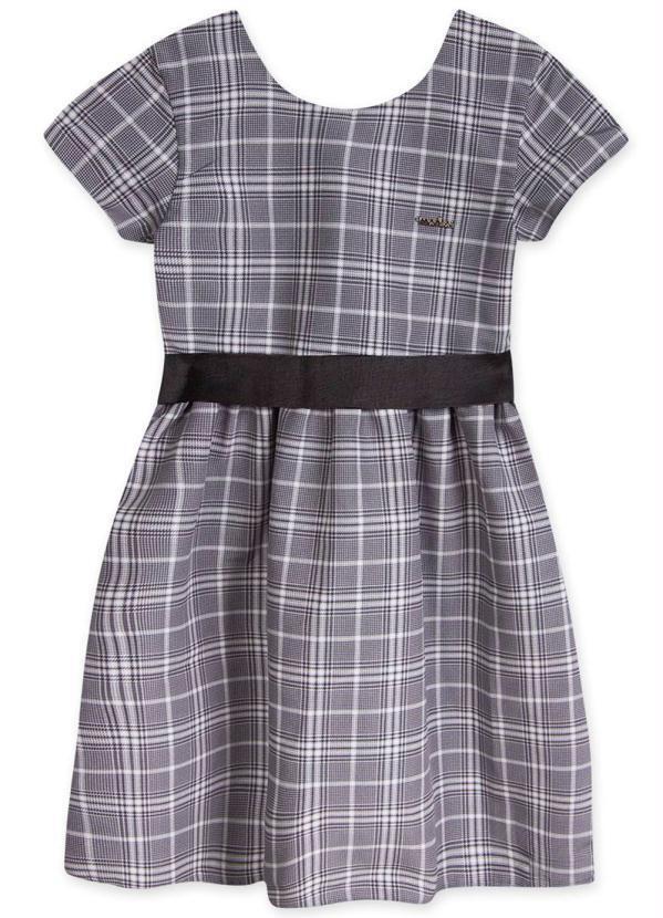 Vista 2 Vestido Xadrez Manga Curta Infantil Cinza Marisol Marisol