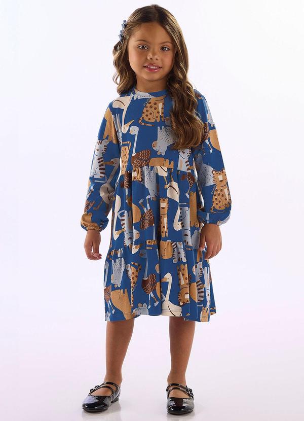 Vestido Cotton Manga Longa Estampado