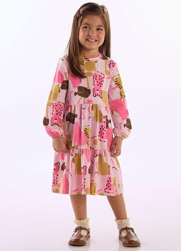 Vestido Cotton Manga Longa Estampado