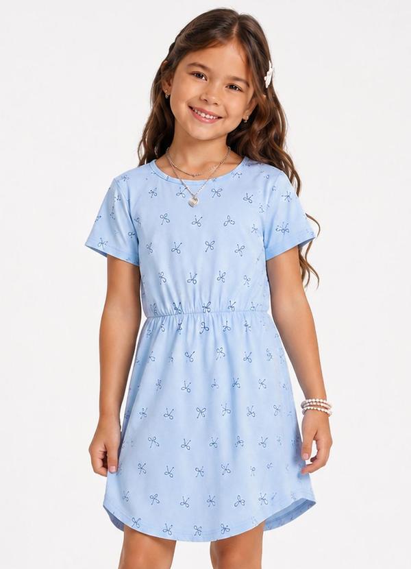 Vestido Curto Infantil Estampado Azul