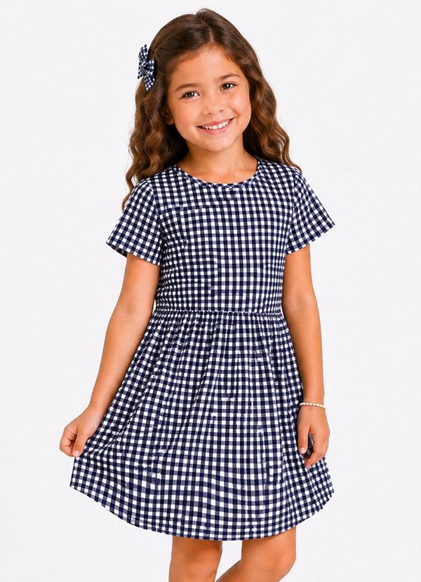 Vestido Curto Infantil Estampado Azul
