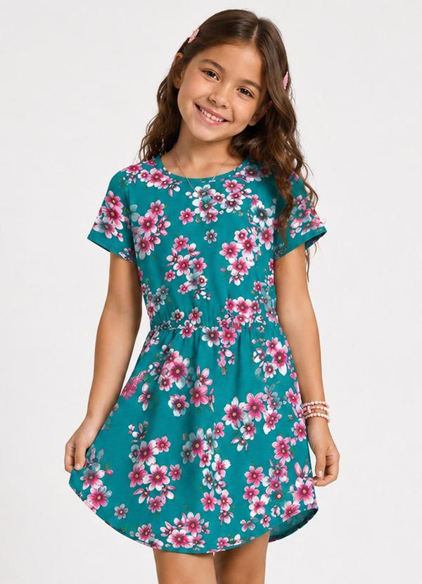 Vestido Curto Infantil Estampado Verde