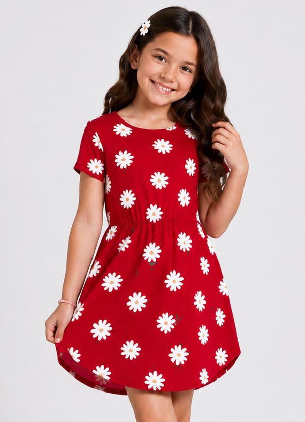 Vestido Curto Infantil Estampado Vermelho