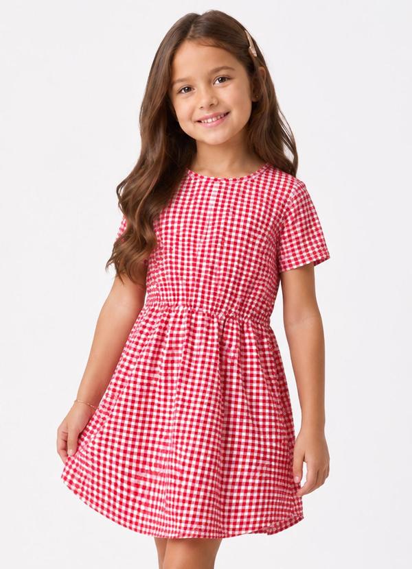 Vestido Curto Infantil Estampado Vermelho