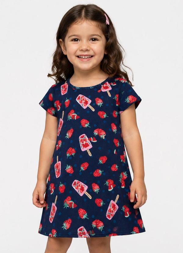 Vestido Feminino Infantil em Crepe Soft Azul