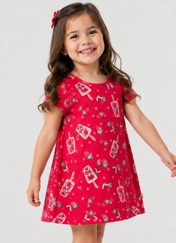 Vestido Feminino Infantil em Crepe Soft Vermelho