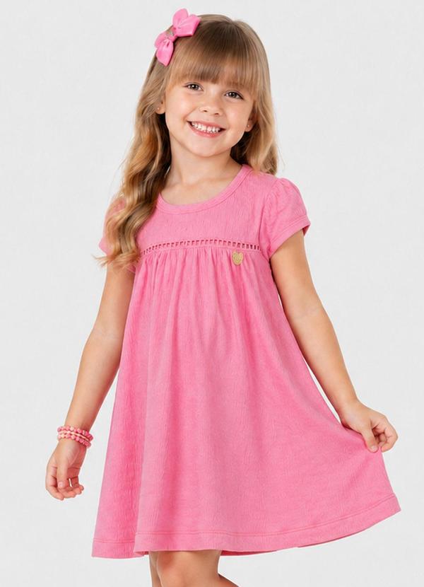 Vestido Infantil em Anarruga Rosa