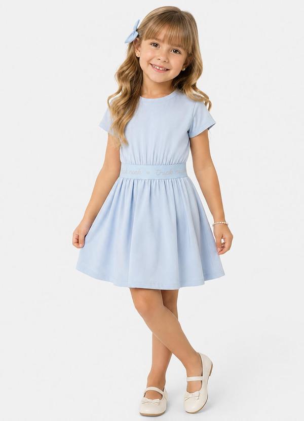 Vestido Infantil em Malha Cotton Leve Azul