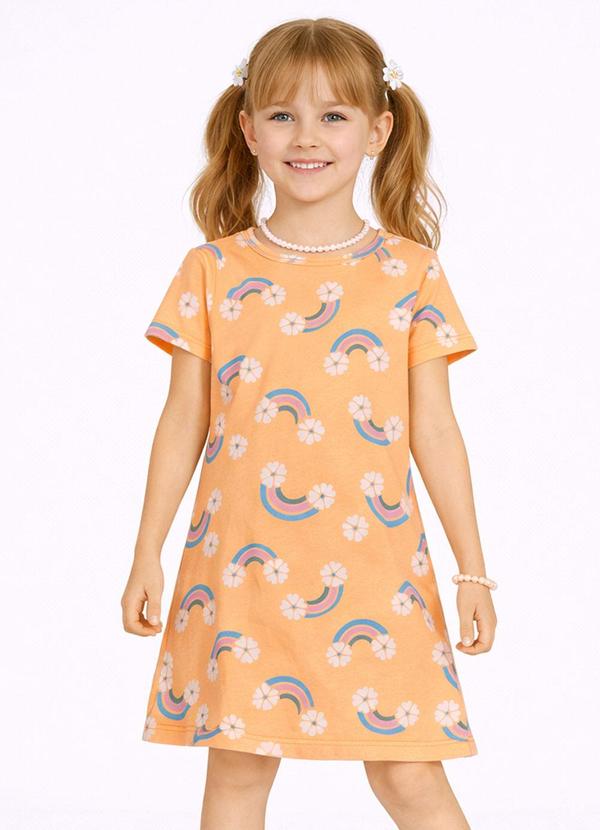 Vestido Infantil Estampado Laranja