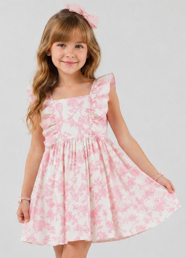 Vestido Infantil Estampado Rosa
