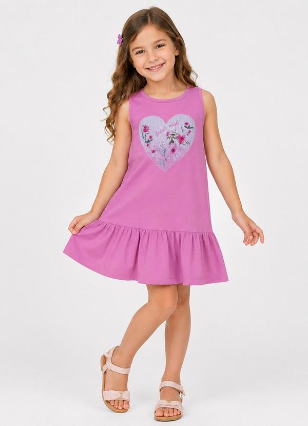 Vestido Infantil Feminino com Estampa Rosa