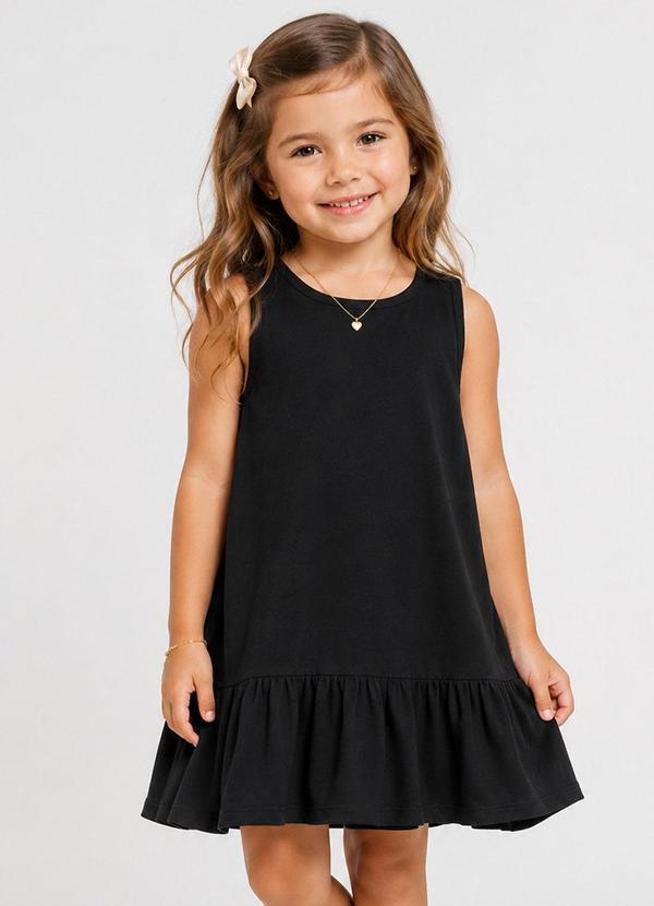 Vestido Infantil Feminino em Meia Malha Preto