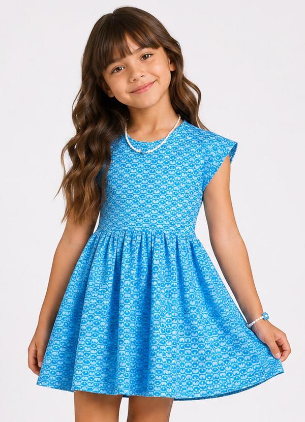 Vestido Infantil Feminino Jacquard Vegas Azul