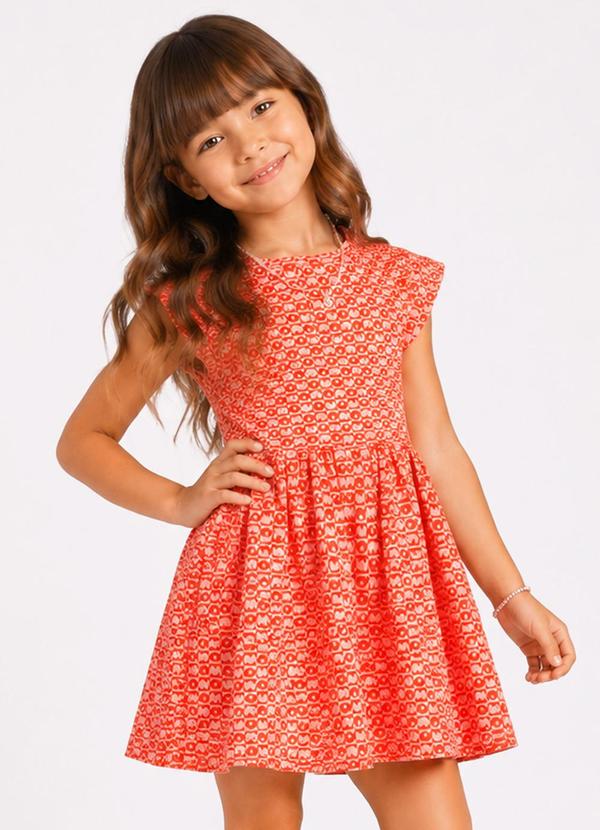 Vestido Infantil Feminino Jacquard Vegas Laranja