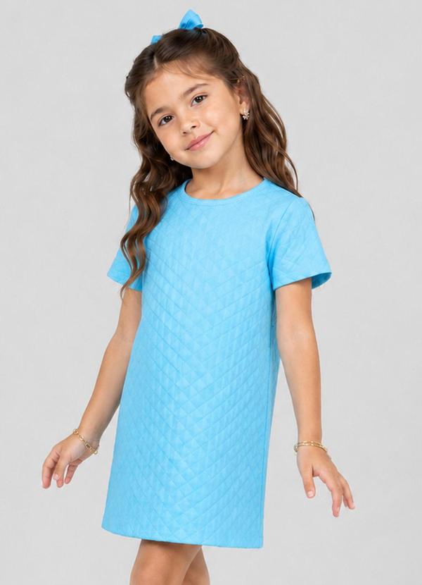 Vestido Infantil Feminino Malha Matelasse Azul