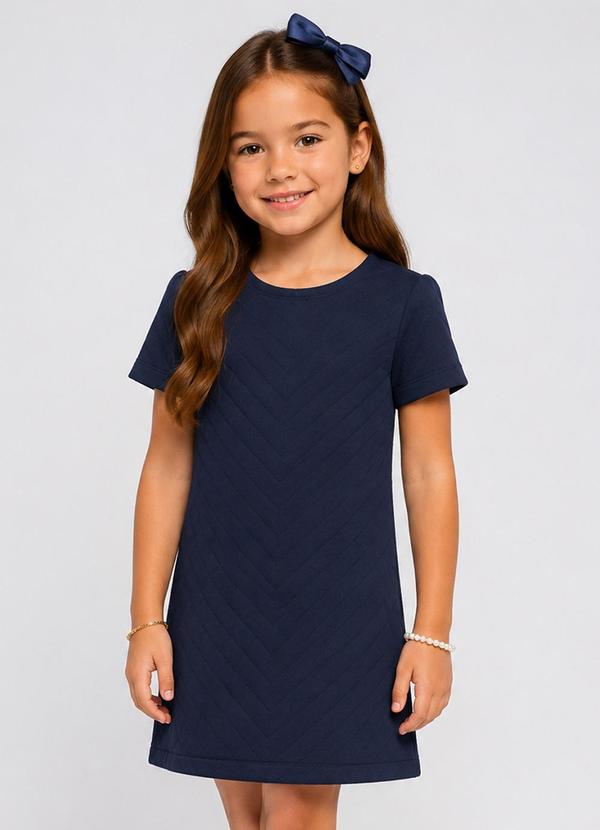 Vestido Infantil Feminino Malha Matelasse Azul