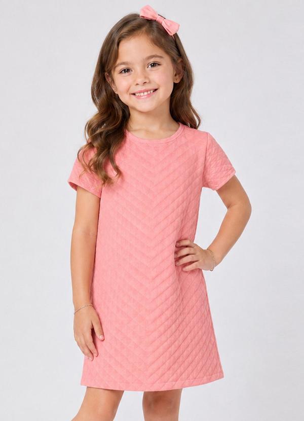 Vestido Infantil Feminino Malha Matelasse Rosa