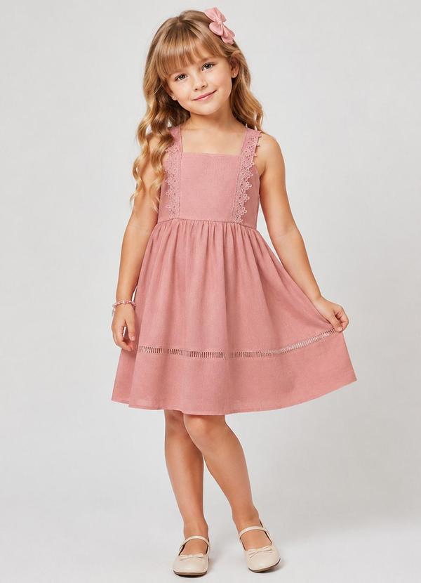 Vestido Infantil Malha Anarruga Rosa