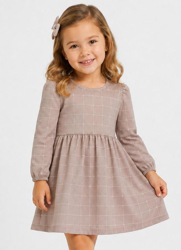 Vestido Infantil Moletinho Flufy Estampado Marrom