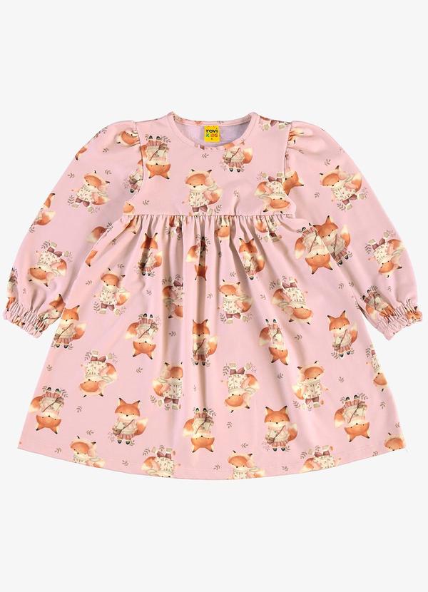 Vestido Manga Longa em Malha Soft Touch Rosa