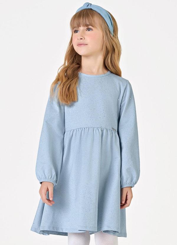 Vestido Manga Longa Feminino Azul