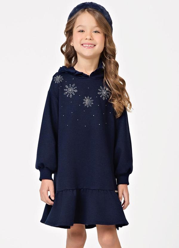 Vestido Manga Longo Feminino Azul