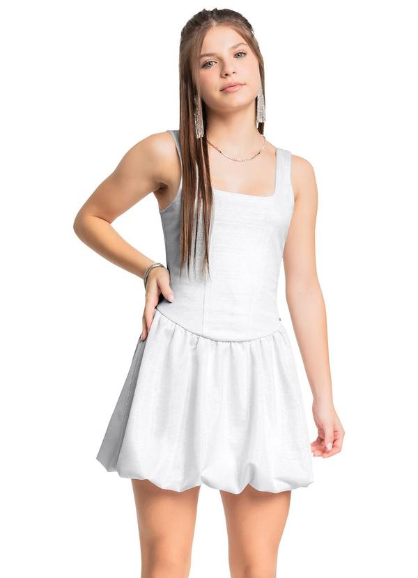 Vestido Balonê Tecido Brilho Branco