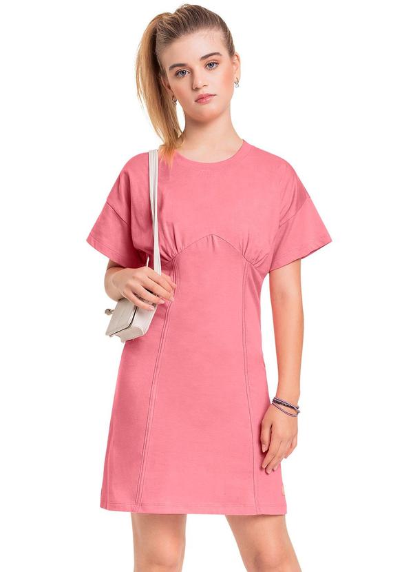 Vista 2 Vestido em Meia Malha e Cotton Juvenil Rosa Gloss Gloss