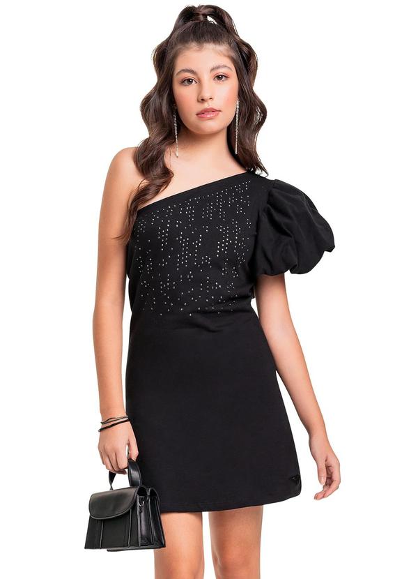 Vista 2 Vestido em Molecotton Juvenil Preto Gloss Gloss