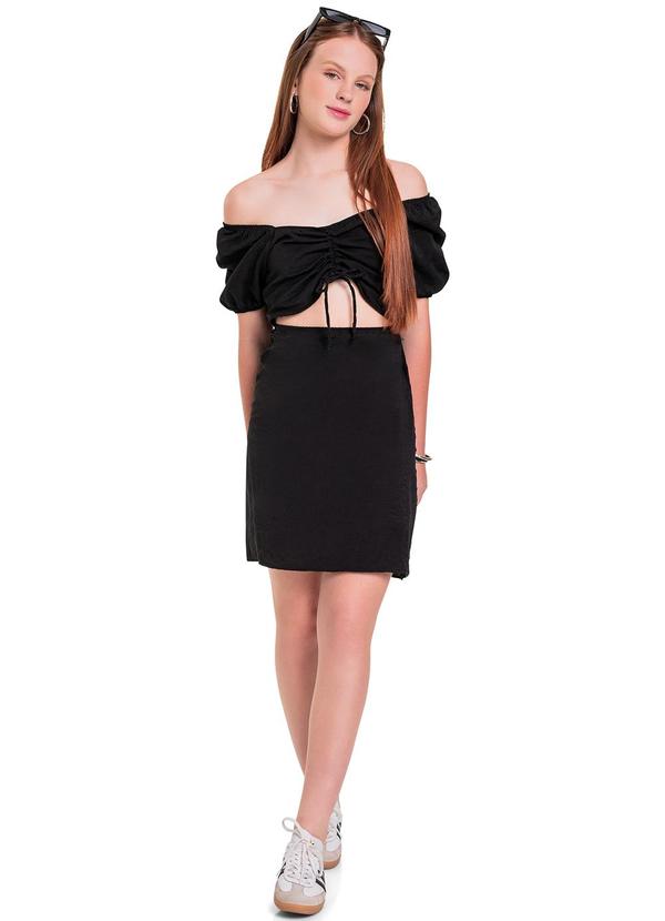 Vista 2 Vestido em Tecido Juvenil Preto Gloss Gloss