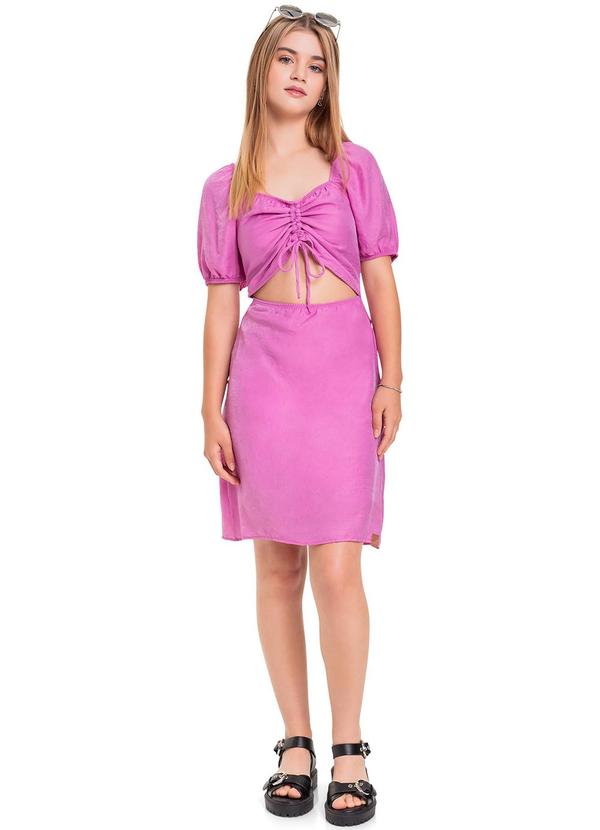 Vista 2 Vestido em Tecido Juvenil Rosa Gloss Gloss