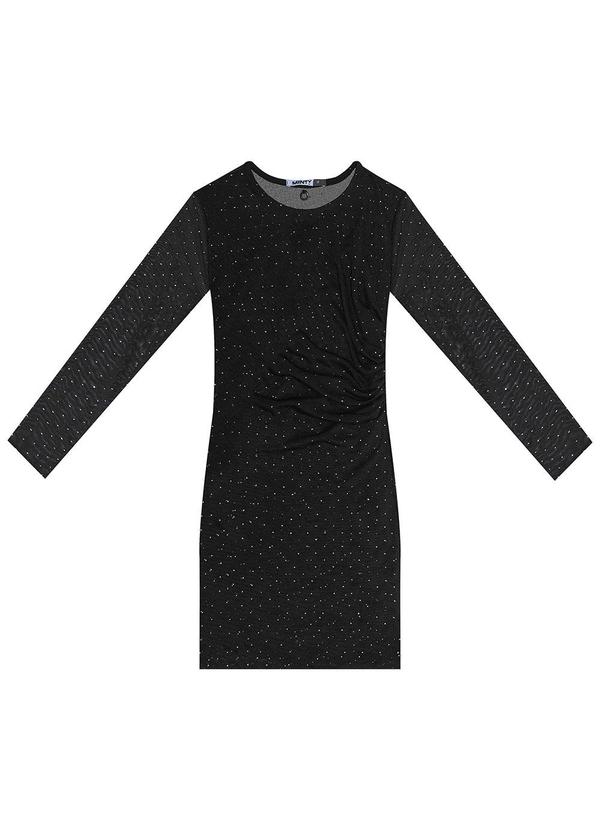 Vista 2 Vestido Juvenil com Sobreposição Preto Gloss Gloss