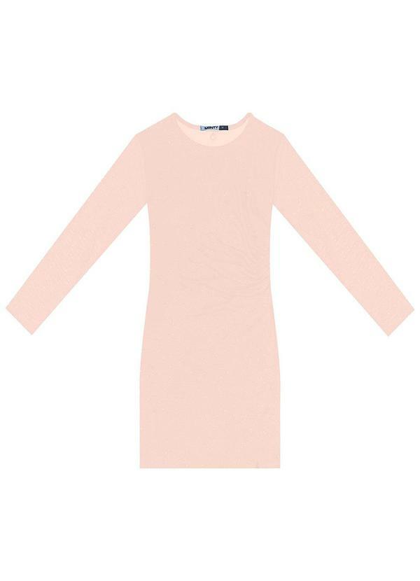 Vestido Juvenil com Sobreposição Rosa