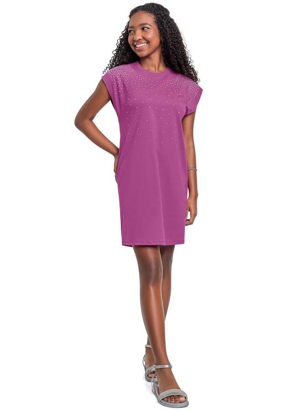 Vista 2 Vestido Juvenil com Strass Roxo Gloss Gloss