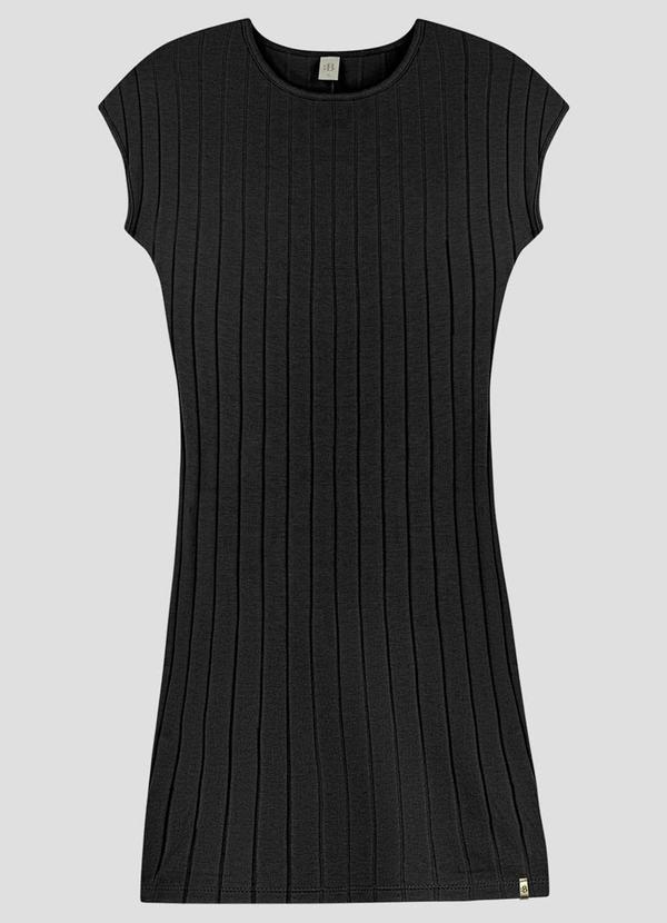 Vestido Juvenil Cotton Canelado Preto