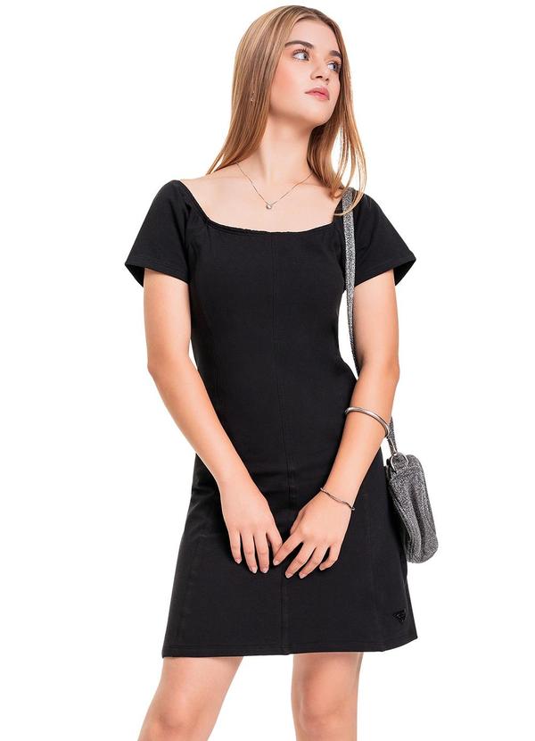 Vista 2 Vestido Juvenil em Molecotton Preto Gloss Gloss