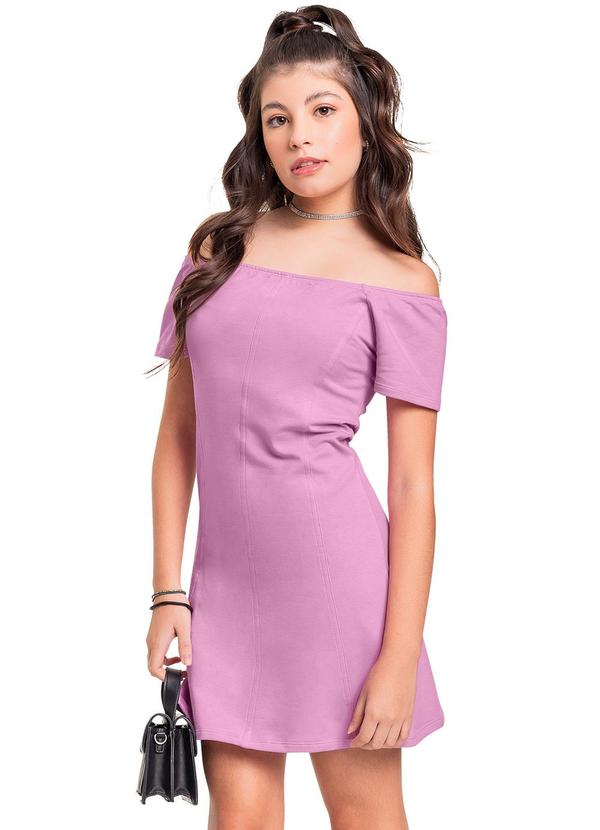 Vista 2 Vestido Juvenil em Molecotton Roxo Gloss Gloss